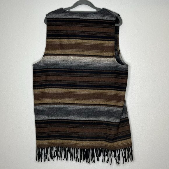 Chico's Vintage Wool Blend South Western Aztec Stripe Vest Tassels Buttons  1 S - Picture 4 of 5